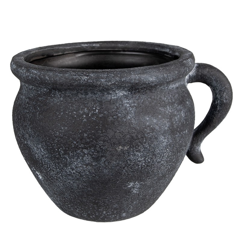 Granitový antik keramický obal na květináč s uchem Granit - 20*16*14cm