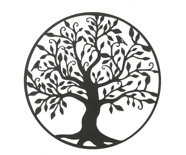 Černá nástěnná kovová dekorace strom Tree S - Ø 59*2cm