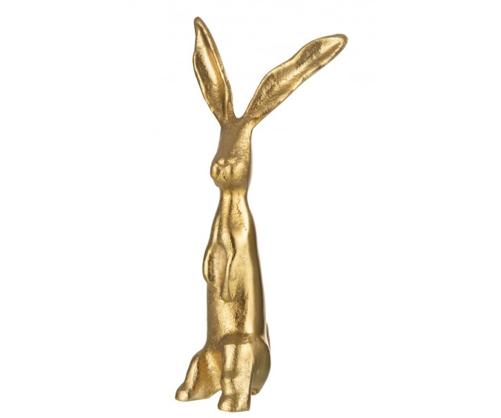 Zlatý raw kovový zajíc Rabbit gold L - 14*10*31cm