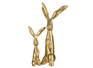 Zlatý raw kovový zajíc Rabbit gold L - 14*10*31cm