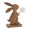 Dřevěná velikonoční dekorace zajíček s květinkou - 21*5*14cmBarva: Hnědá / Bílá Materiál: mangové dřevo/ kov 
