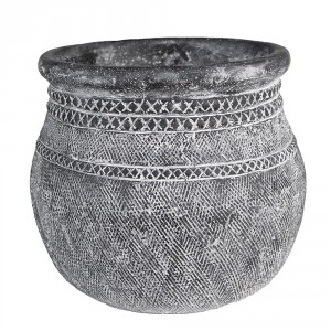Granitový antik cementový obal na květináč se zdobením - Ø 32*29 cm