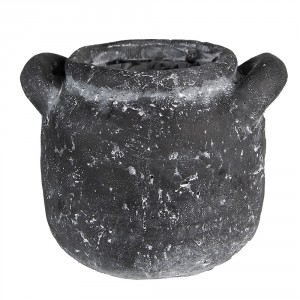 Granitový antik cementový obal na květináč s uchy - 17*15*13 cm