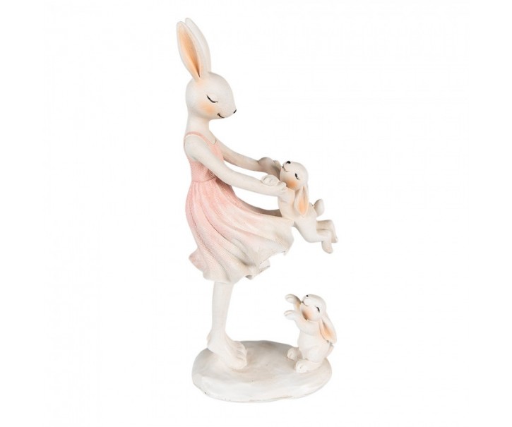 Dekorace malých králíčků s mamkou v šatech - 9*6*22 cm