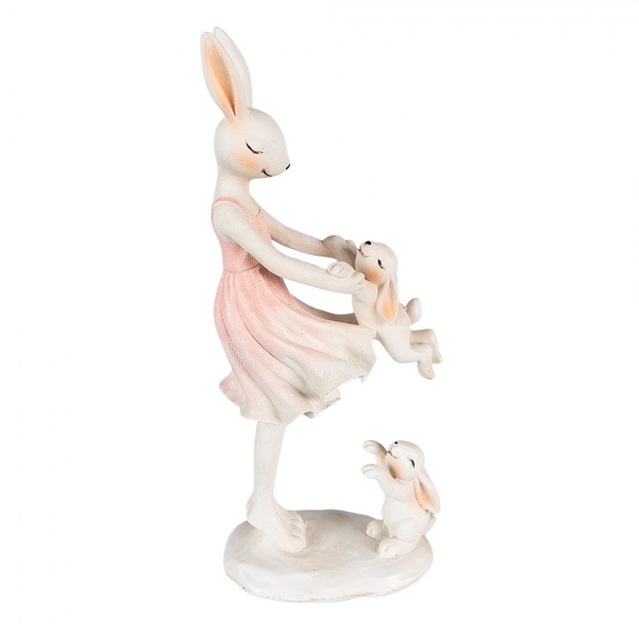 Dekorace malých králíčků s mamkou v šatech - 9*6*22 cm Clayre & Eef