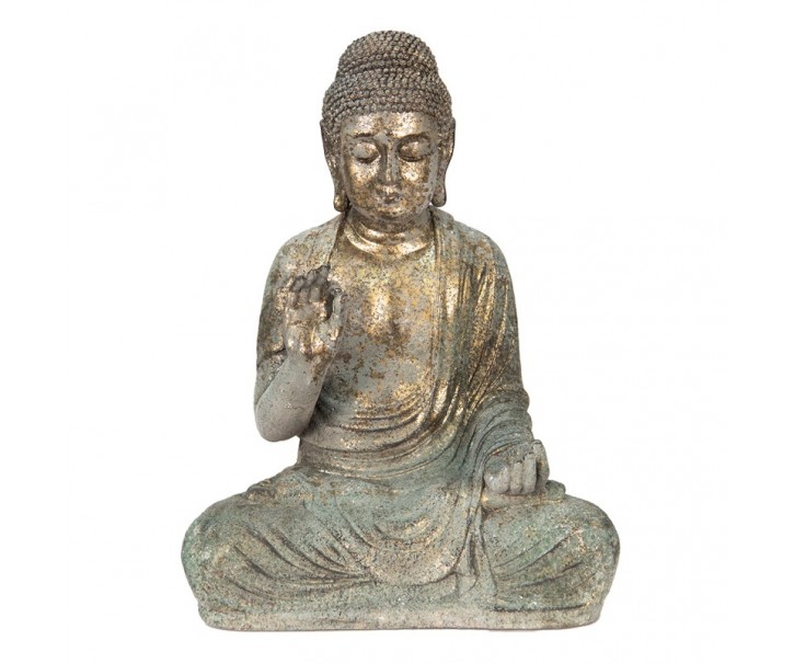 Šedo-zlatá dekorace socha Buddha - 29*20*37 cm