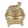 Zlatá antik dekorační šperkovnice Leopard - Ø 13*14 cm Barva: zlatá antikMateriál: PolyresinHmotnost: 0,464 kg