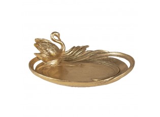 Zlatá antik dekorativní mísa/talíř s labutí Swan - 25*20*9 cm