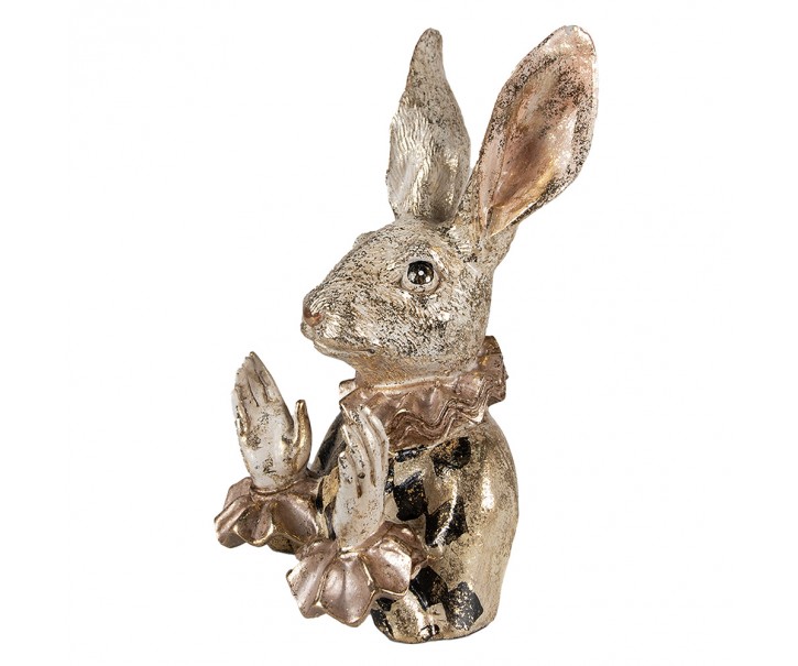 Dekorace busta zajíc se zlatou patinou - 14*13*24 cm