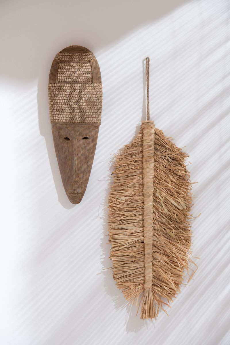 Nástěnná dekorace ve tvaru listu z rákosu - 29*82cm