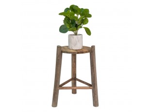 Dřevěný dekorační antik stolík na rostliny - Ø 27*44 cm