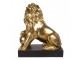 Zlatá dekorace lva na černé podestě - 38*25*44 cm