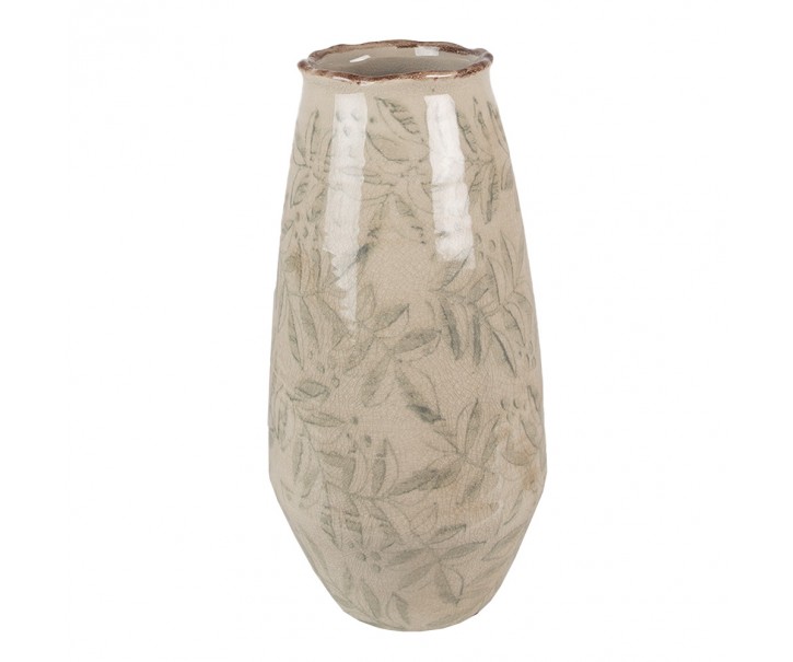 Béžová keramická váza s listy Lovely Leaves S - Ø 13*26 cm