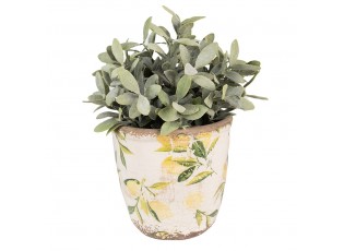 Béžový keramický obal na květináč s citróny Lemonio XS - Ø 11*10 cm