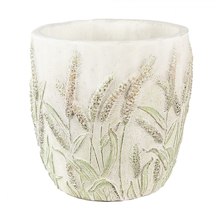 Cementový obal na květináč s jitrocelem Plantain S - Ø13*13 cm Clayre & Eef