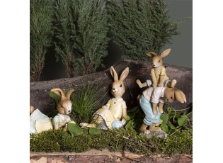 Velikonoční dekorace hrajících si králíků - 9*4*15 cm