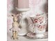 Porcelánový květovaný šálek s podšálkem - 12*9*8 / Ø 15*1 cm / 0.2L