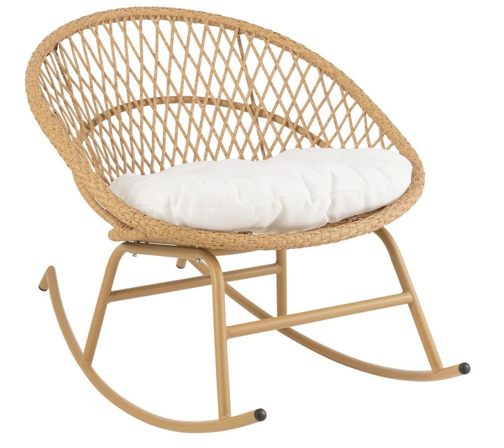 Béžové ratanové zahradní houpací křeslo Zayo Beige - 118*82*78 cm