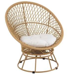 Béžové ratanové zahradní točící křeslo Zayo Beige - 88*92*100cm
