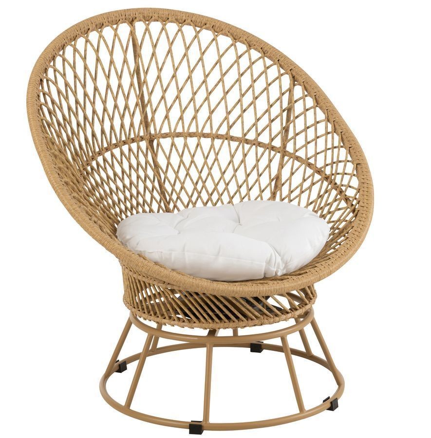 Béžové ratanové zahradní točící křeslo Zayo Beige - 88*92*100cm