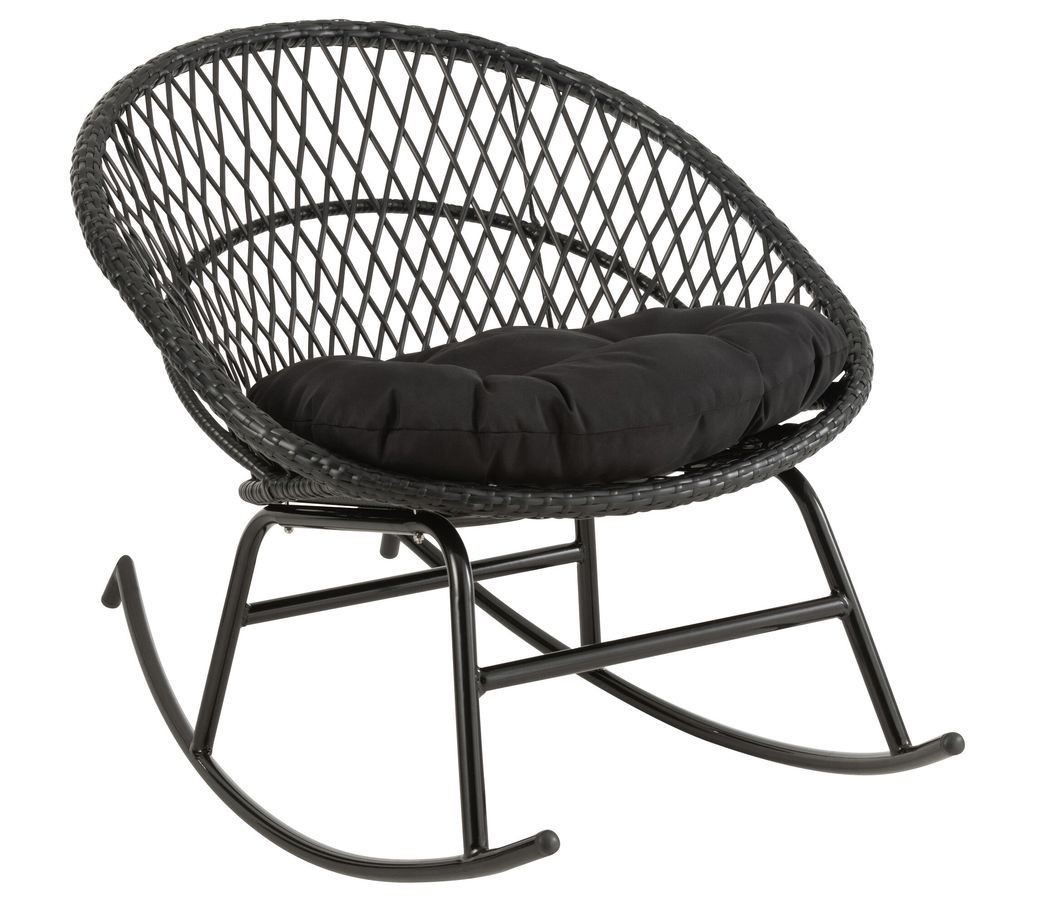 Černé ratanové zahradní houpací křeslo Zayo Black - 118*82*78 cm