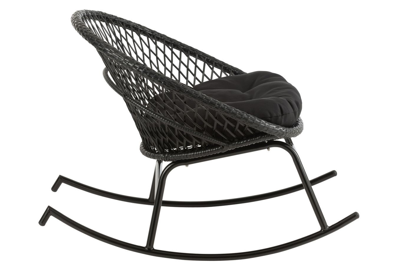 Černé ratanové zahradní houpací křeslo Zayo Black - 118*82*78 cm
