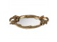 Zlatý antik oválný dekorativní podnos se zrcadlem a květy - 45*25*5 cm
