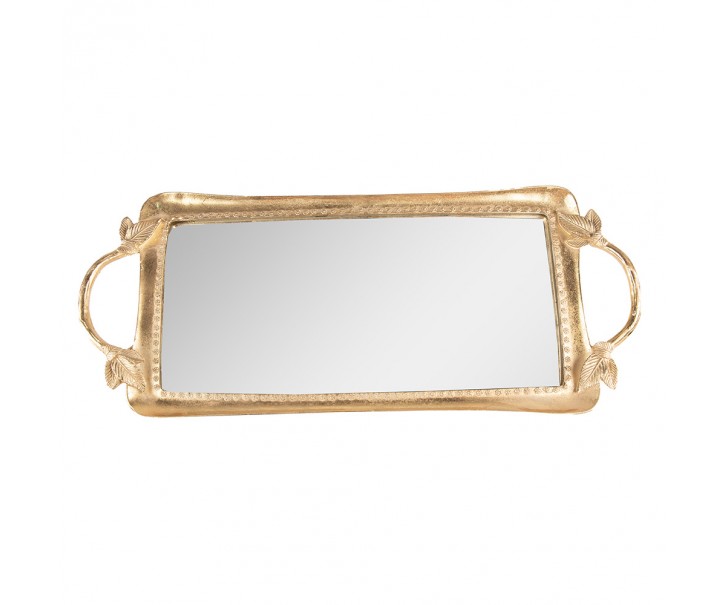 Zlatý dekorativní podnos se zrcadlem - 51*22*3 cm