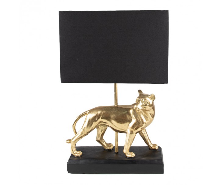 Stolní lampa zlatý Levhart s černým stínidlem - 30*12*47 cm E27/max 1*18W