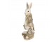 Béžová dekorace socha králík s kuřátky ve kbelíku - 12*6*17 cm