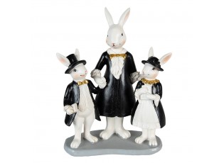 Bílo-černá dekorace králičí rodinka- 16*8*21 cm