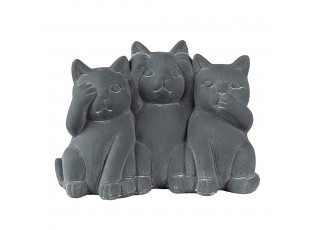 Šedá dekorace socha 3 kočky Cat Grey  - 22*10*16 cm