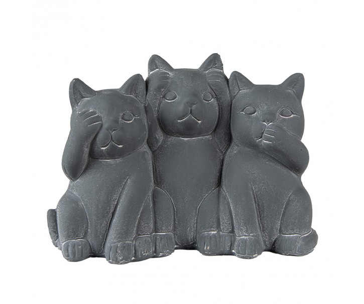 Šedá dekorace socha 3 kočky Cat Grey - 22*10*16 cm