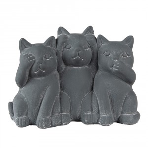 Šedá dekorace socha 3 kočky Cat Grey - 22*10*16 cm