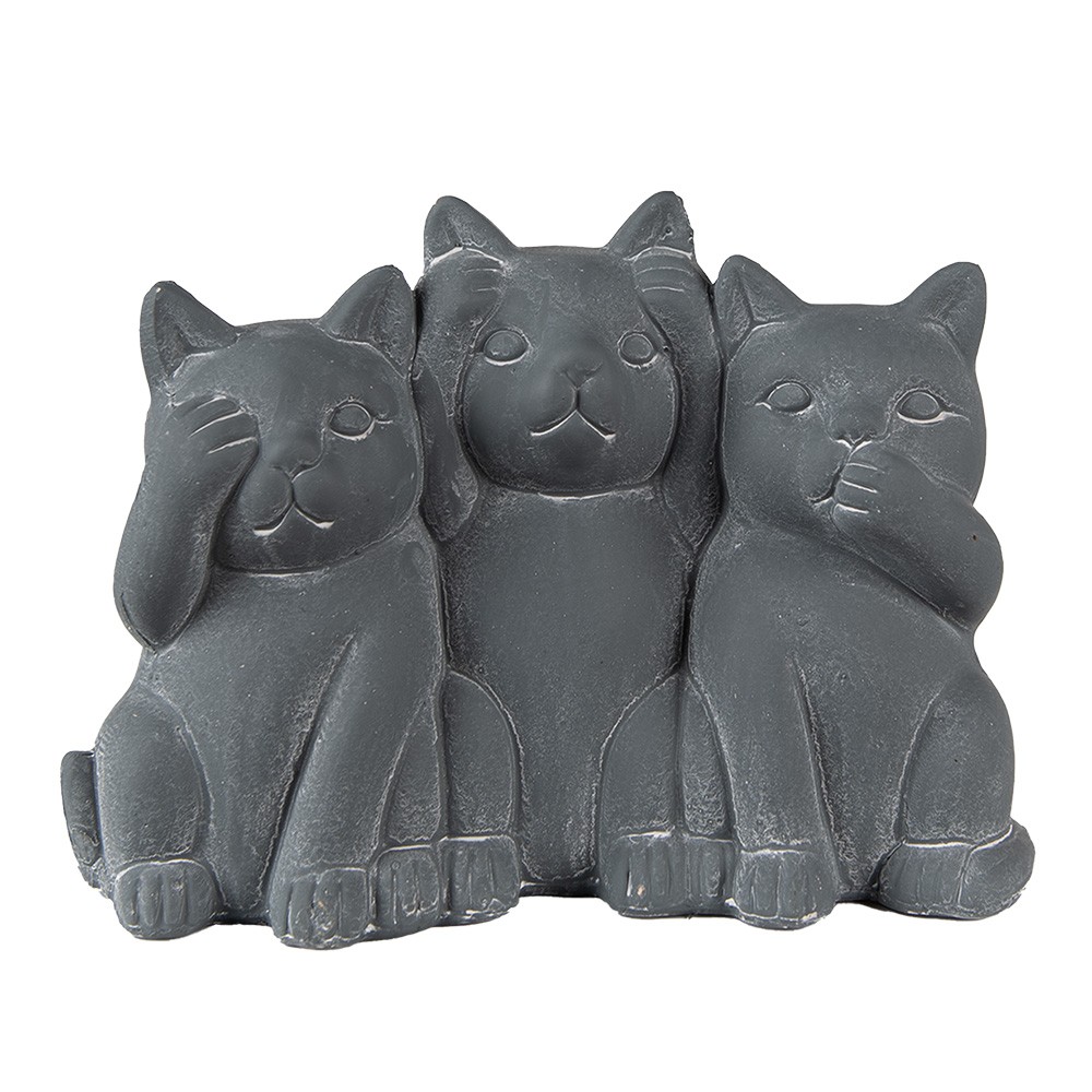 Šedá dekorace socha 3 kočky Cat Grey - 22*10*16 cm