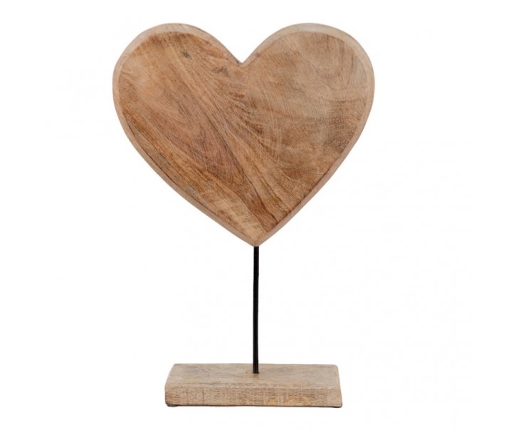 Dřevěná dekorace srdce na podstavci Heart wood - 30*8*43 cm