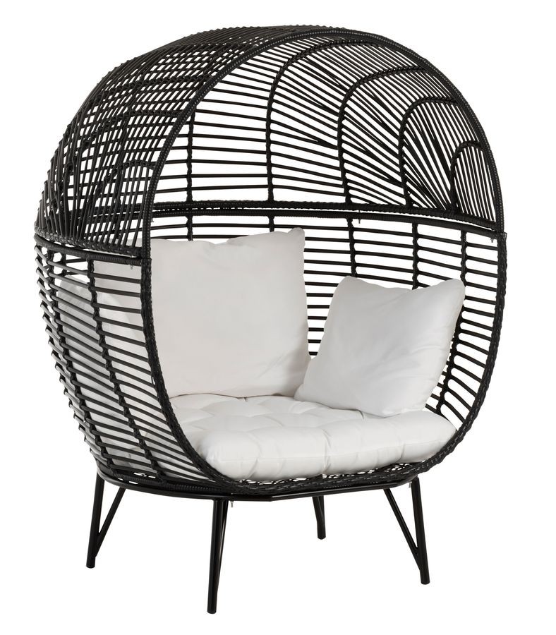 Černé ratanové zahradní křeslo Lounge Black Oval - 115*110*148 cm