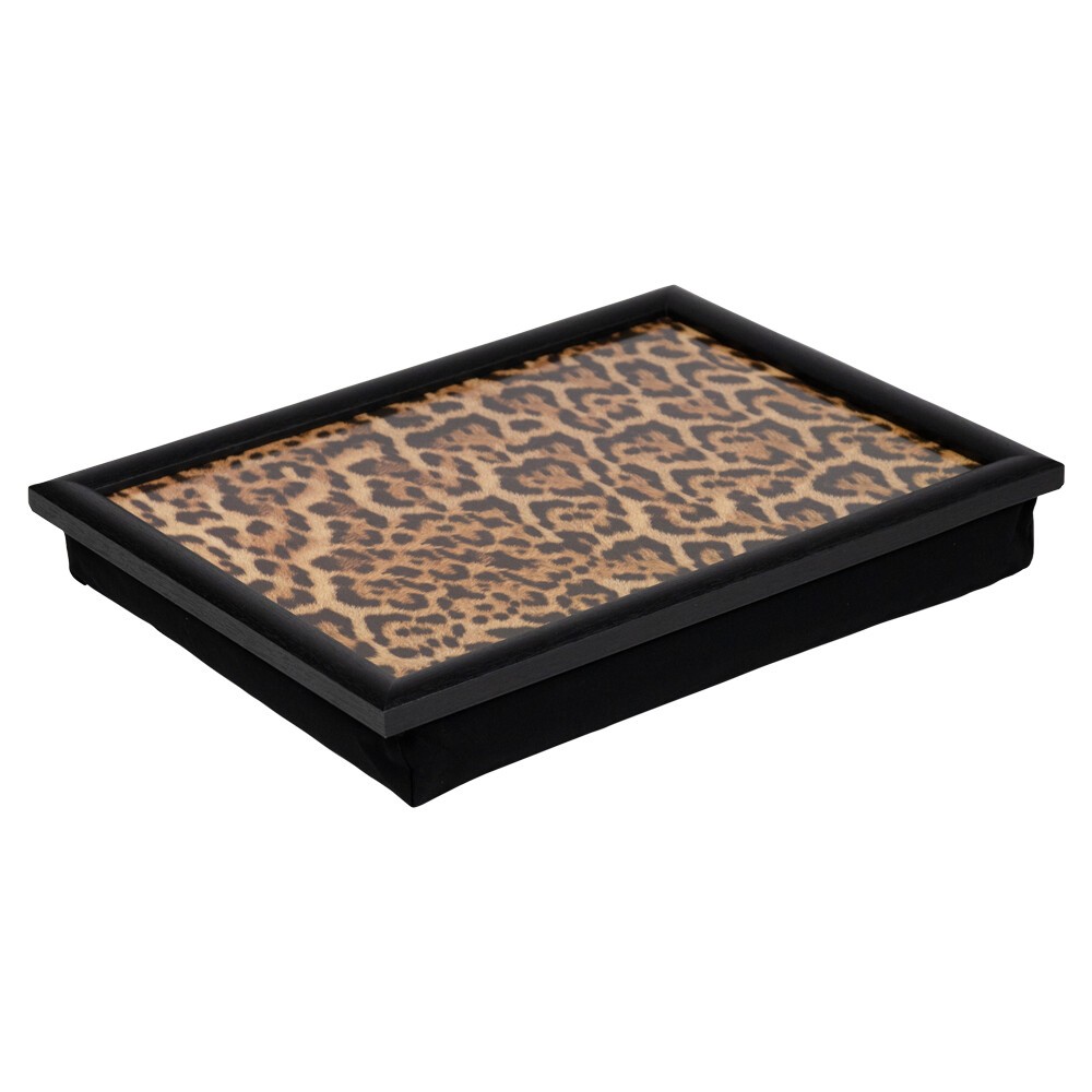 Podnos na nohy Leopard v černém rámu - 43*33*7cm