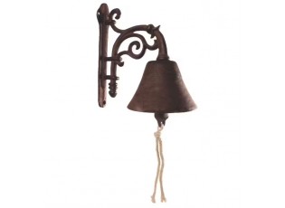 Hnědý nástěnný litinový zvonek s ornamentem - 19*11*20cm