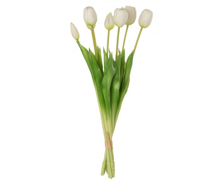 Kytice 7ks bílých realistických tulipánů Tulips - 45cm