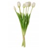 Kytice 7ks bílých realistických tulipánů Tulips - 45cm Materiál: plasticBarva: bílá, zelená