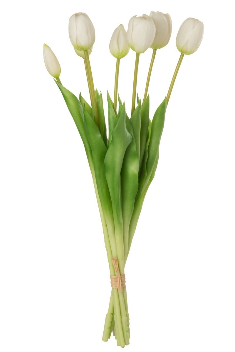 Kytice 7ks bílých realistických tulipánů Tulips - 45cm J-Line by Jolipa