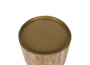 Hnědo-bronzový antik dřevěný odkládací stolek Binno - Ø 57*48 cm