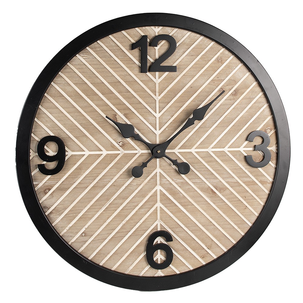 Hnědo-černé antik nástěnné hodiny Villiam - Ø 64*4 cm / 1*AA Clayre & Eef