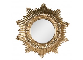 Zlaté antik nástěnné kulaté zrcadlo se zdobným okrajem - Ø 51*3 cm