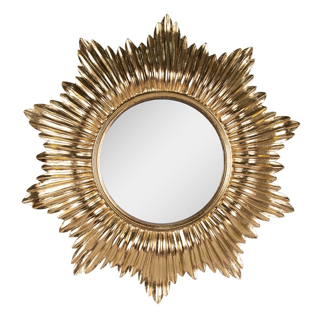 Zlaté antik nástěnné kulaté zrcadlo se zdobným okrajem - Ø 51*3 cm 62S277
