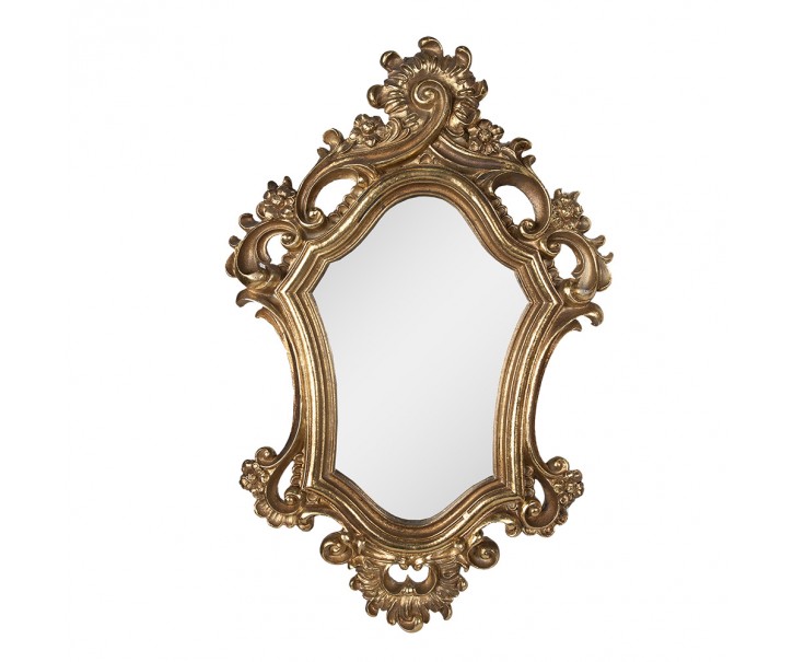 Zlaté antik nástěnné zrcadlo s ornamentem - 30*2*48 cm