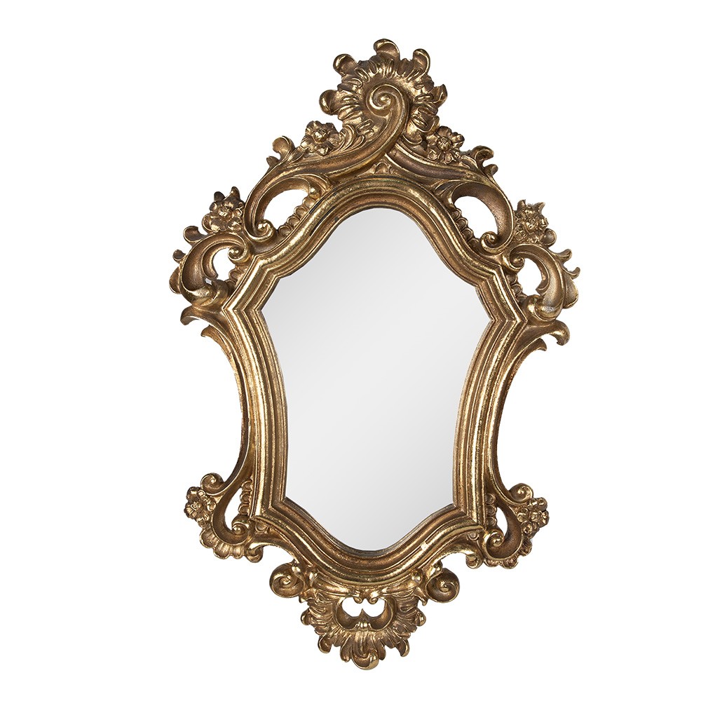 Zlaté antik nástěnné zrcadlo s ornamentem - 30*2*48 cm Clayre & Eef