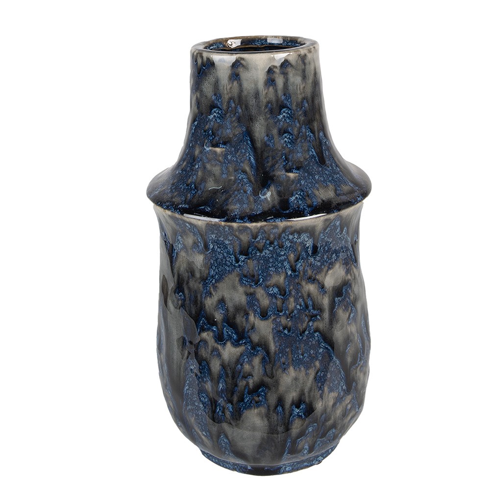 Modrá keramická váza Blue Dotty M - Ø 13*25 cm Clayre & Eef