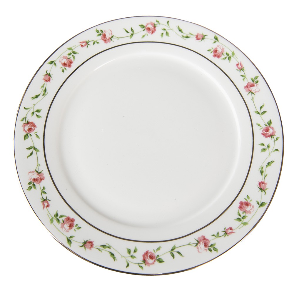 Levně Porcelánový dezertní talíř s růžičkami Cutty Rose - ∅ 21*2 cm CURDP